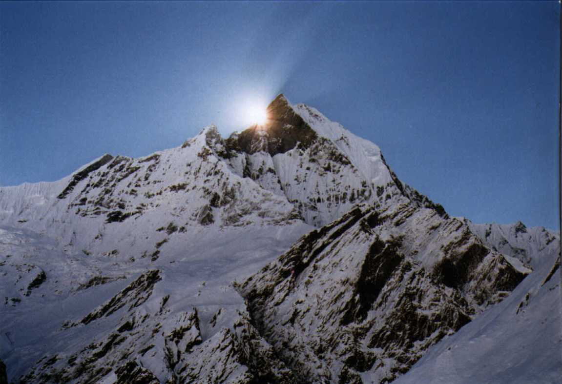 Machapuchhare and Sun